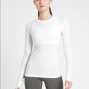 Athleta White Momentum Long Sleeve Top